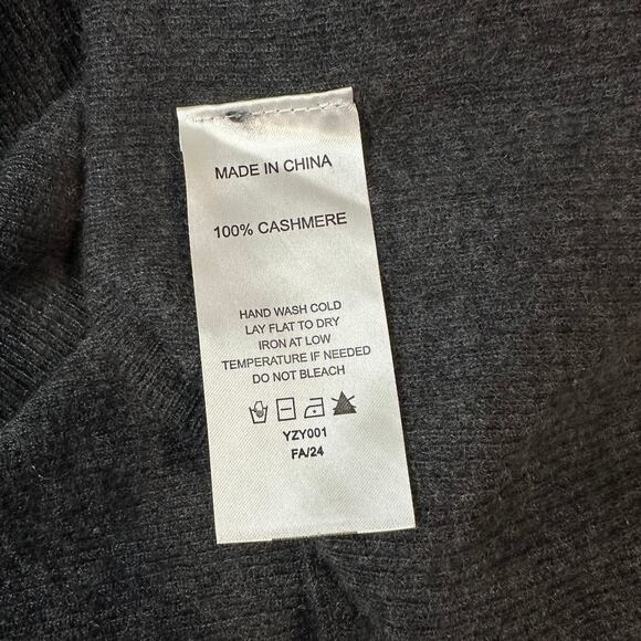 Quince 100% Cashmere Featherweight Ribbed Mock Neck Turtleneck Sweater Gray - Picture 13 of 15